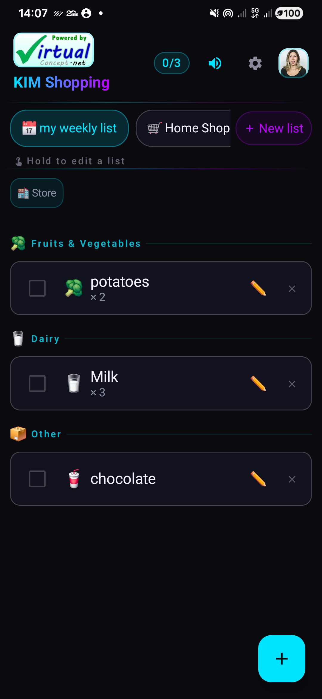KIM Shopping — daily routine